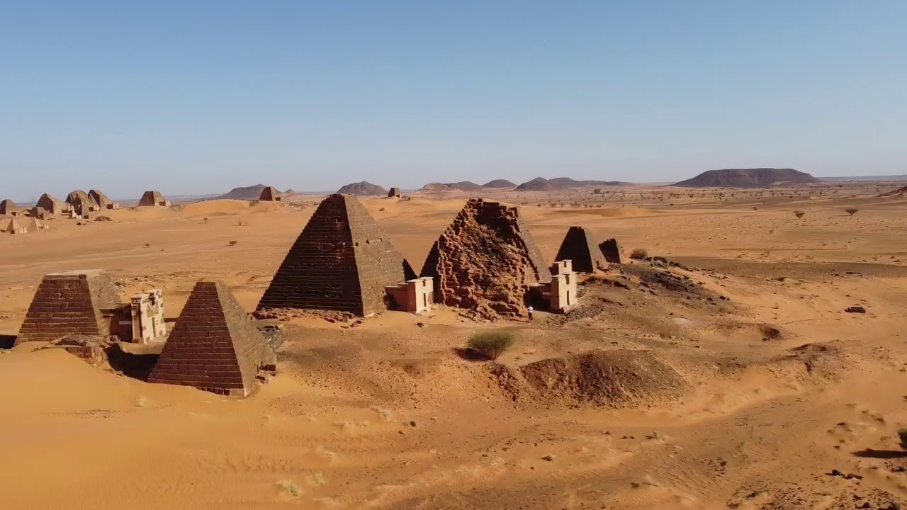 The Pyramids of Meroë - drone shot
