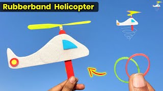 Easy rubberband flying helicopter , how to make flying toy at home , how to make flying drone