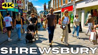 England SHREWSBURY Town Centre Walk Tour on a summer day 4K