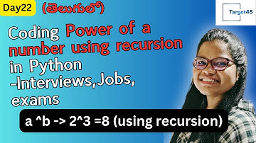 Day22 Coding Power of a number using recursion in #python | Target45Telugu