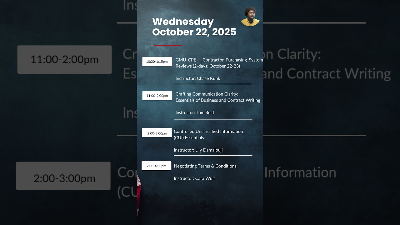 🚨 Next Week in GovCon Training – October 20-23, 2025 🚨