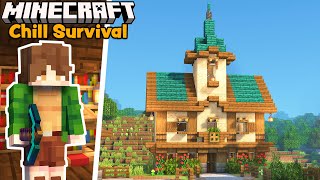 I Built a Cottagecore Library for Book Enchantments! - Minecraft Chill Survival Let's Play