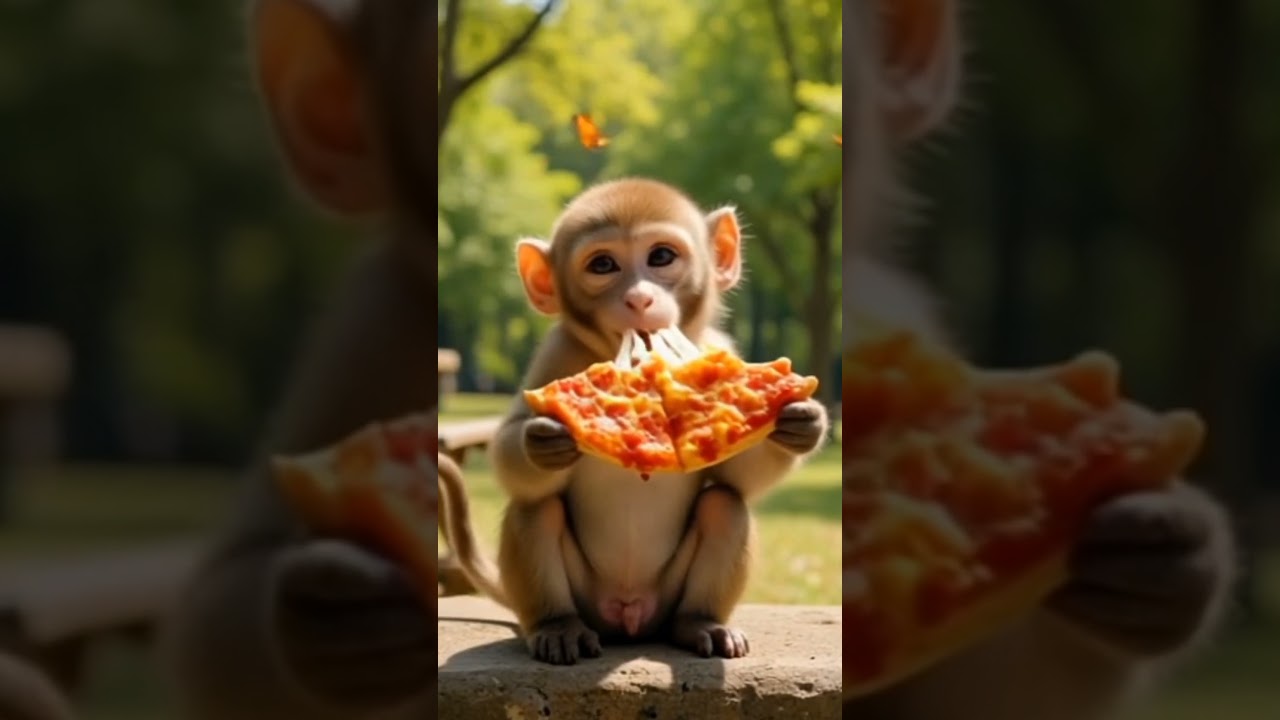 This Monkey Just Fell in Love with Pizza 🍕😂 