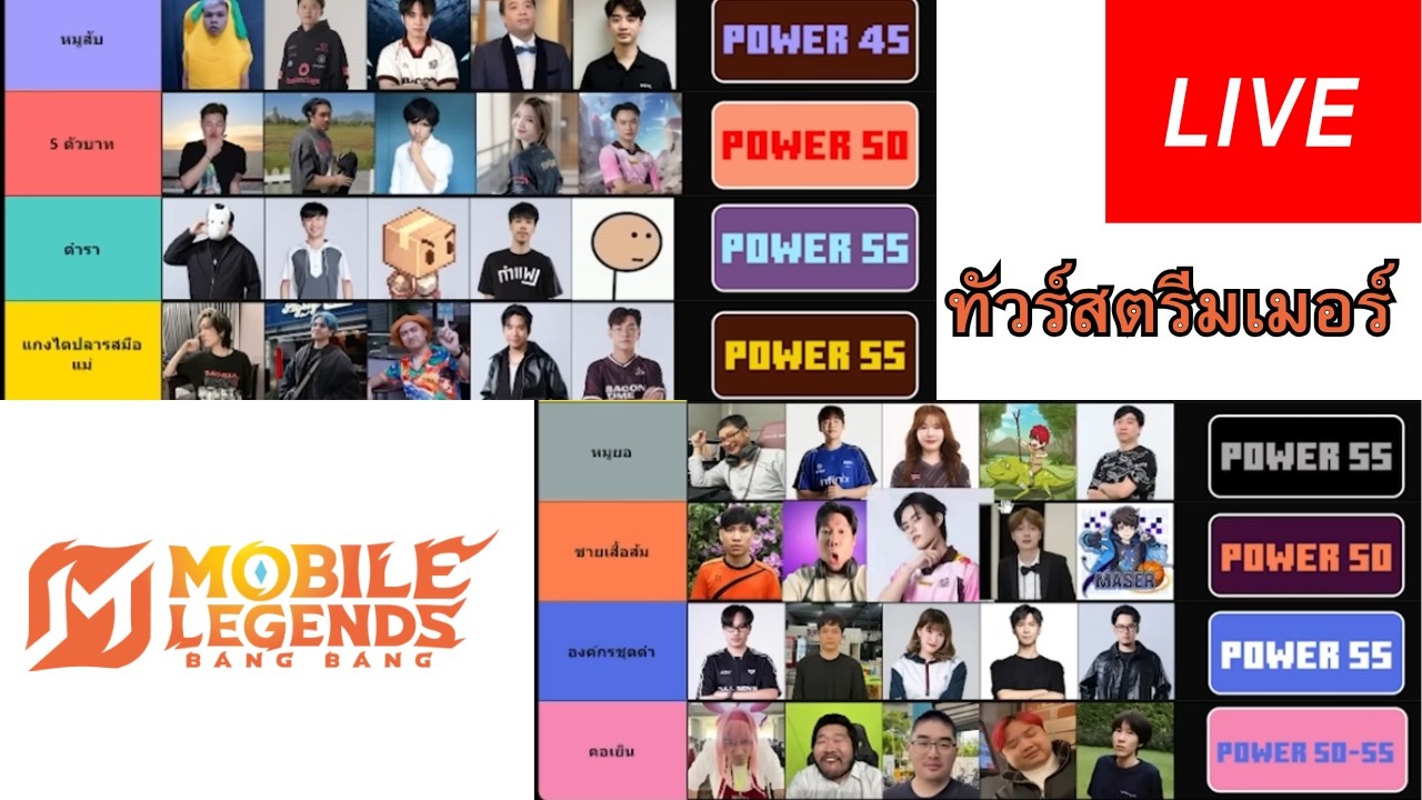 MLBB : ดูแข่งทัวร์สตรีมเมอร์