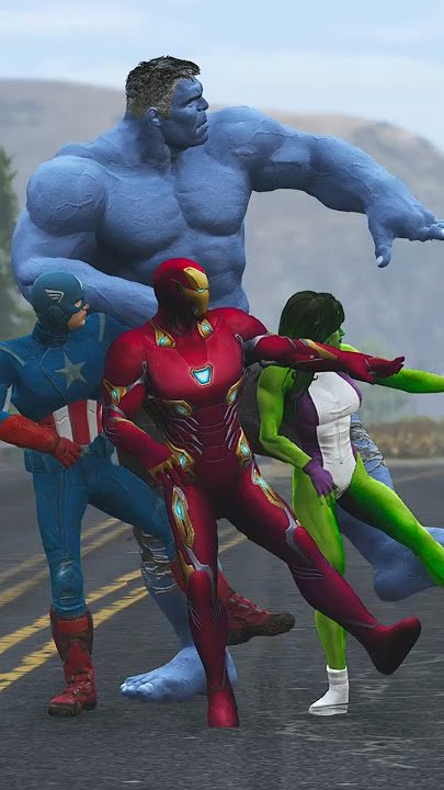 IRONMAN CAPTAIN AMERICA BLUE HULK & SHE-HULK VS TEAMS HULK ENEMIES #gta #gta5 #shorts #gaming