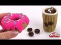 DIY How to make Play Doh Coffee Box and Donut / Пончик та кава з пластиліну /Cómo hacer café y dona