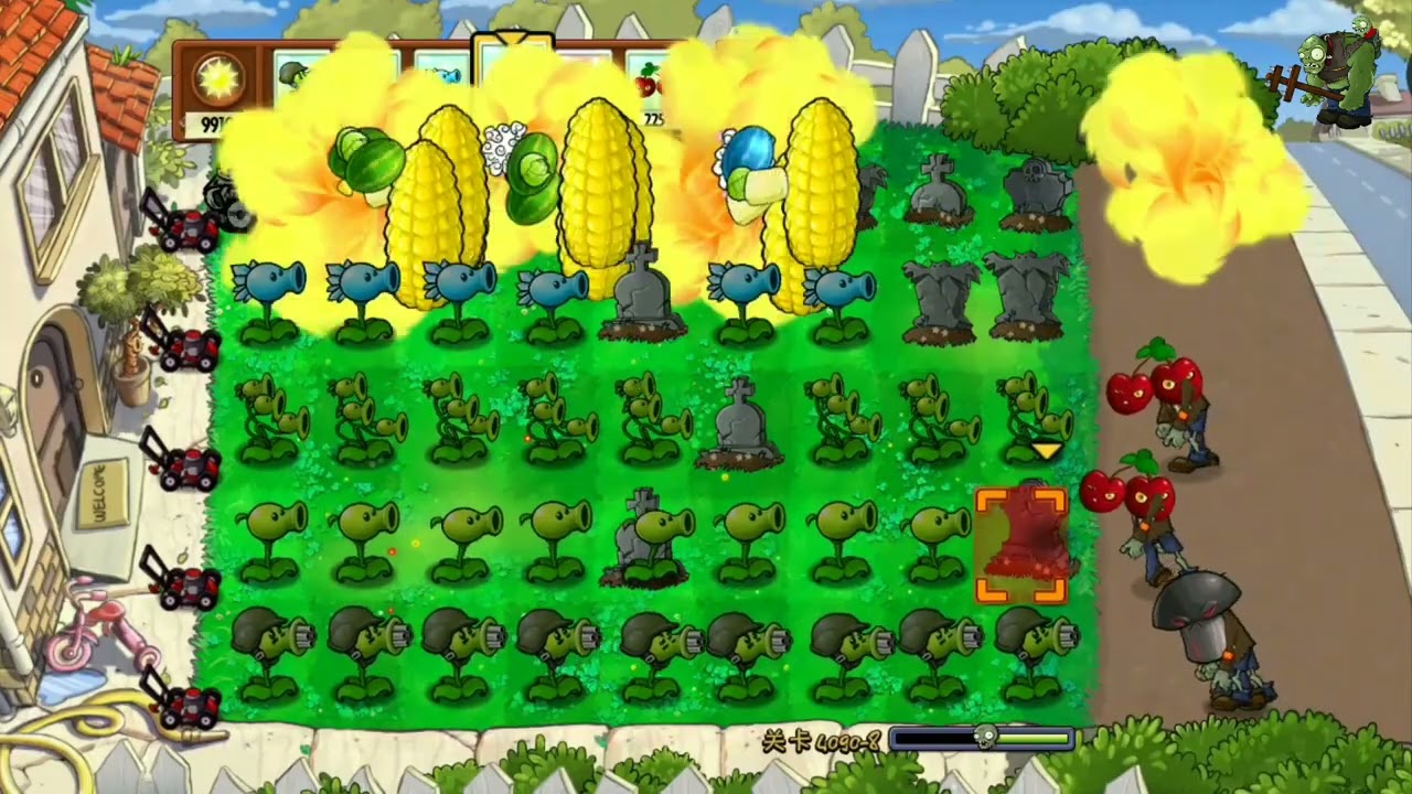 plants vs zombies ten : snow pea,pea shooter,gatling pea,repeater & three peater #plantsvszombies