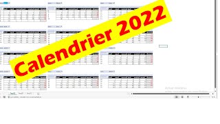 Calendrier 2022  sur excel