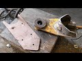 welding JCB excavator big repair to smashed boom