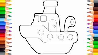 How to Draw a Boat Drawing and Coloring Color and Draw Easy Ship Drawing How to Draw a Ship