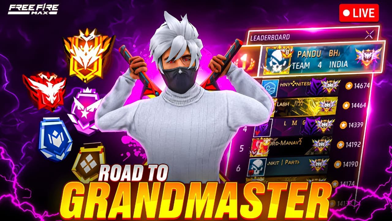 Grandmaster Rank Push Mama Free Fire Telugu Live - Pandu FF is Live ...