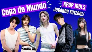Copa do Mundo dos Kpop Idols: Astro, BTS, Stray Kids, New Jeans, NMIXX, I-dle, Woodz jogando futebol