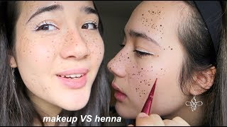 I TRIED GIVING MYSELF FAUX FRECKLES with henna &amp; makeup lol