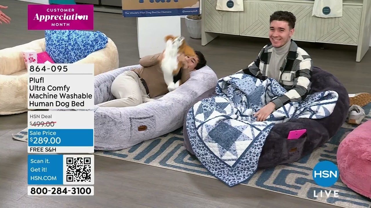 Plufl Ultra Comfy Machine Washable Human Dog Bed - YouTube