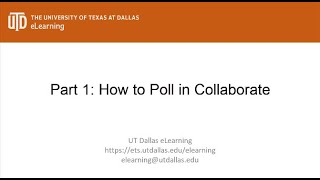 How to Create and Manage Collaborate Polls Part 1