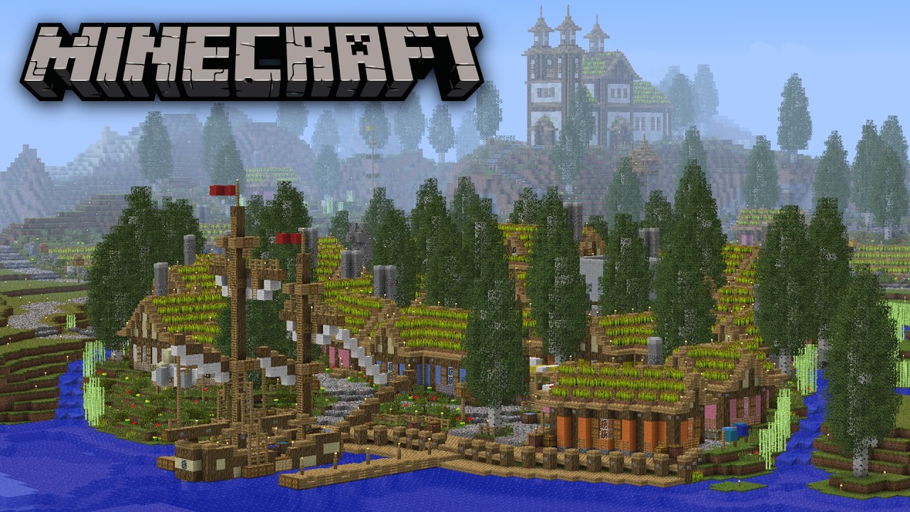 Finishing my Medieval Riverside Town | Minecraft Beta [28] - YouTube