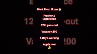 Work From Home Job🏡 #jobapplication #latestjobupdate #ytshorts #trending opportunity #applyonline