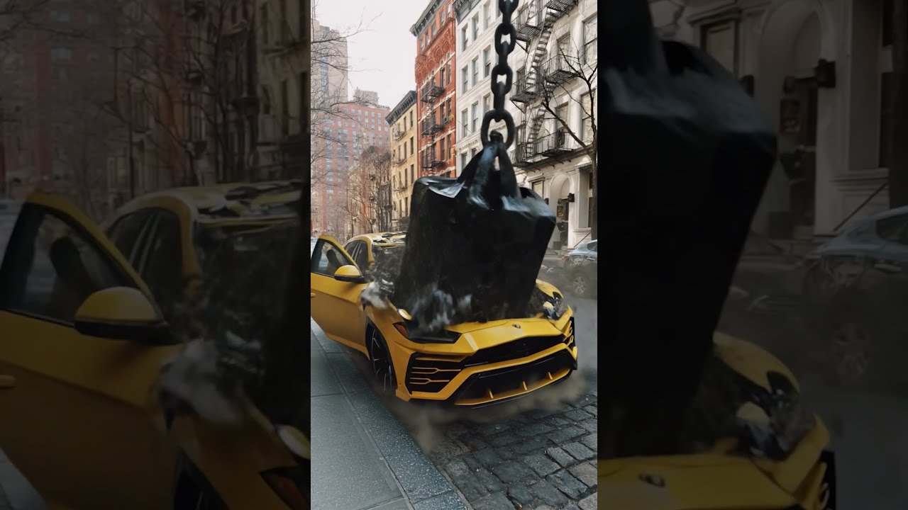 Lamborghini CRUSHED In One Hit Satisfying Car Automobile Shorts Aishorts Ai