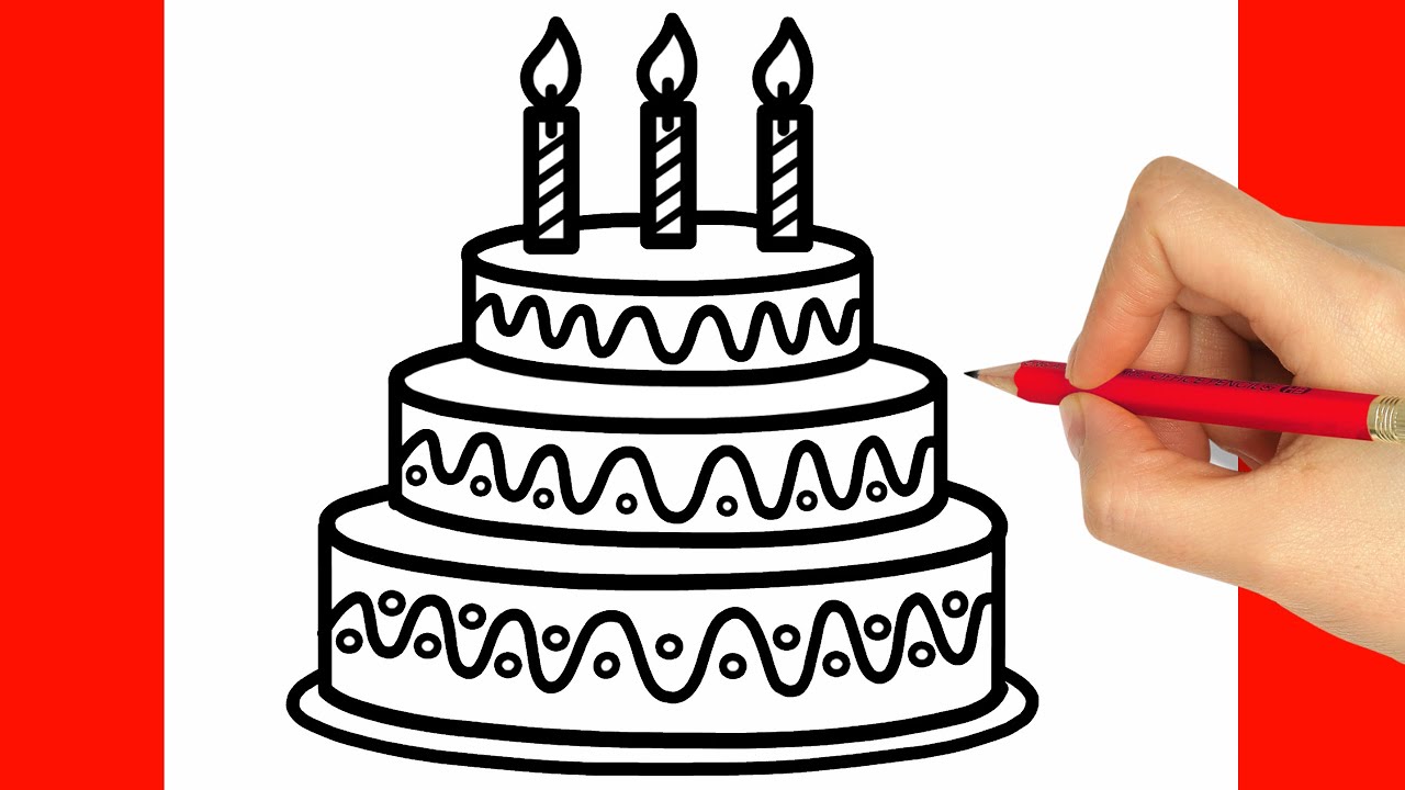 COMO DESENHAR UM BOLO DE ANIVERSARIO FACIL - YouTube