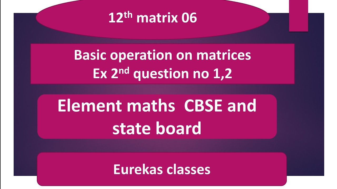 Basic operation on matrices - YouTube