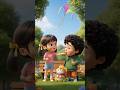 Flying Kite Adventure Kids Story Fun Teamwork Cartoon Short #shorts
