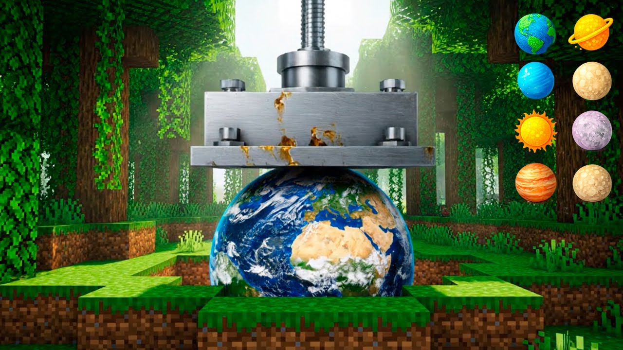 Crushing Planets AI ASMR Hydraulic Press Video Oddly Satisfying 