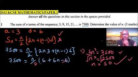 2013 KCSE MATHEMATICS PAPER 2 QUESTION 1 ON SEQUENCE