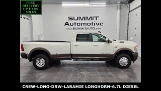 2019 RAM 3500 LARAMIE LONGHORN H.O. DIESEL WHITE PEARL OVER WALNUT 4K WALKAROUND 14953Z SOLD!