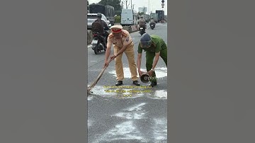 CSGT truy tìm người sơn dòng chữ "Bắn tốc độ" trên mặt đường 😂 #giaothong #tintuc #luatgiaothong