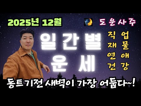 2025년 을사년 12월 일간별 운세 동트기전 새벽이 가장 춥고 어둡다 직업 재물 연애 건강운 사주상담 교육문의 010 5088 9411 카톡 문자 주세요 