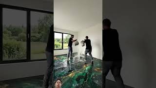 Deep Charcoal Floor is INSANE😀😀#epoxy #transformation #satisfying #epoxyfloor