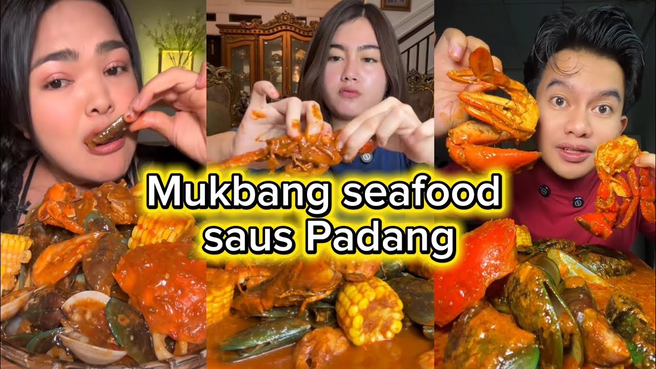 Mukbang seafood Saus Padang || Eating Compilation Seafood Saus Padang#asmr 