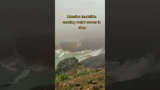 Massive landslide disturbing waves