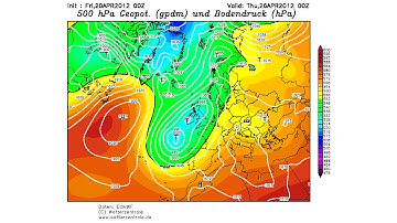 ECMWF druk, GFS neerslag - 20/04/2012 0z