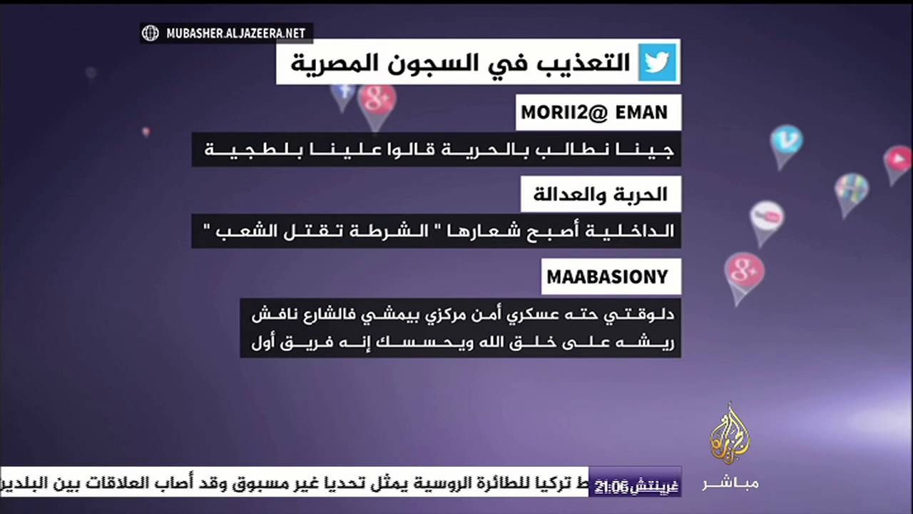 نشرة تويتر .. آراء النشطاء المصريين حول التعذيب في السجون