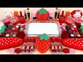 STRAWBERRY SLIME | Mixing makeup and glitter into Clear Slime | Satisfying Slime Videos