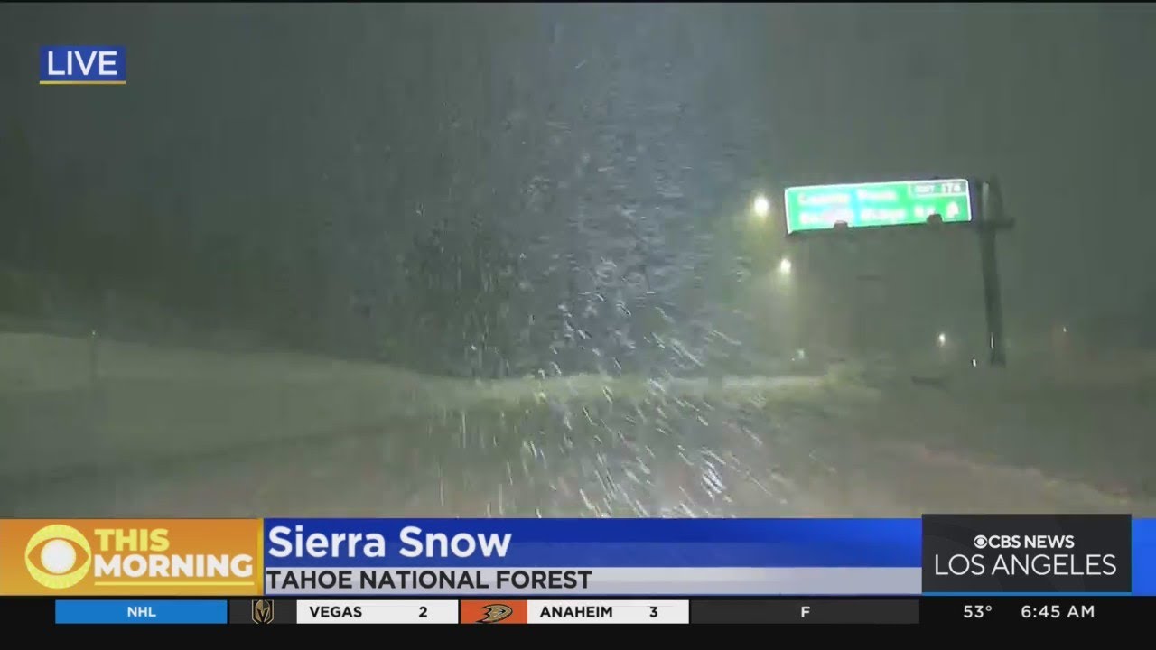 Storm dumps snow over Sierra Nevada in Northern California - YouTube