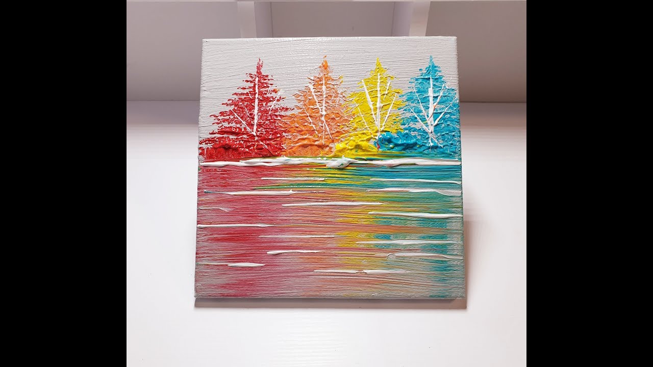 Easy Abstract Landscape Painting Demo / For Beginners / Using Fan brush