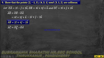 XI STD MATHEMATICS CHAPTER:8 VECTOR ALGEBRA  EXERCISE 8.3 SUM NO:9