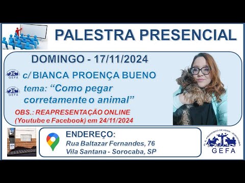 Assista: Palestra Presencial - c/ BIANCA PROENÇA (17/11/2024)