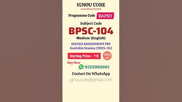 BPSC 104 Solved Assignment PDF 2025-26 in English, BAPSH program BPSC-104 Solved assignments