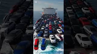 Luxury Cars Sink with Giant Cargo Ship Epic Ocean Disaster #ocean #cruise #shiplife #titanic #whirlp