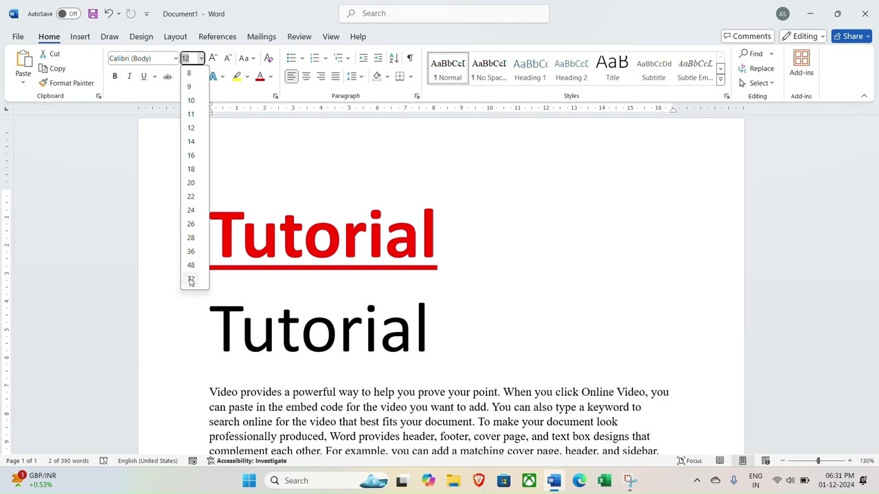 MS WORD home tab tutorial, part I