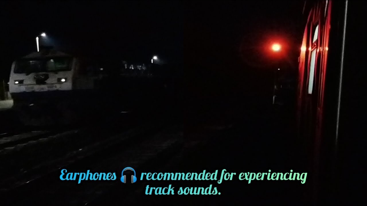 Cruising through Almatti Railway Station in night with beautiful track sounds.