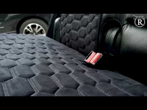 Преміум накидки на задні сидіння RINNEKO Чорна Алькантара строчка сіра дизайн Соти 3 шт, видео 1