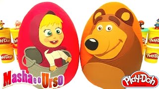 Dois Ovos Surpresas Gigantes de Masha e o Urso em Português Brasil de Massinha Play Doh