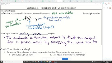 Section 1.1 Functions and Function Notation