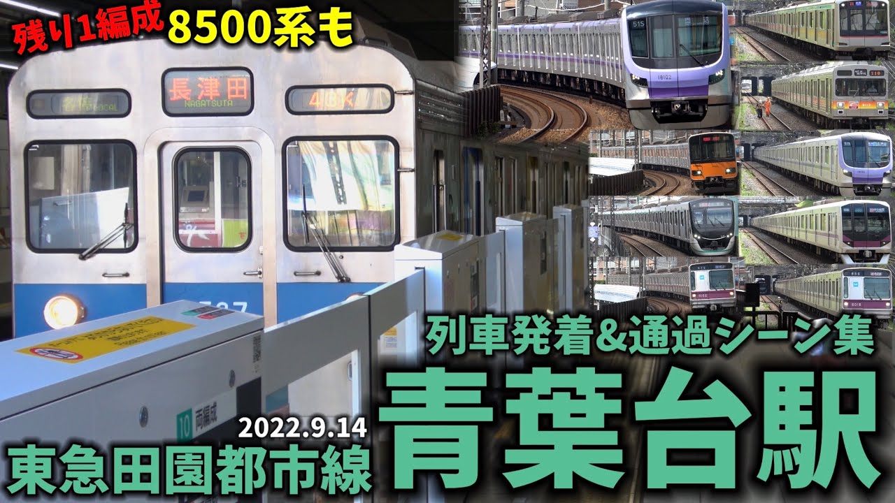 【残り1編成の8500系も】青葉台駅列車発着&通過シーン集[東急田園都市線,東急線,田園都市線,東急]（2022.9.14）