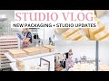 Day in the life studio vlog new packaging sneak peak set up my coffee station and soap cutting