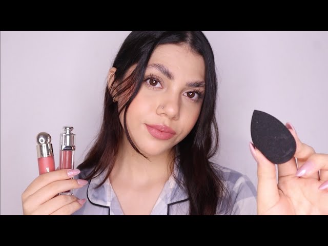ASMR te maquillo en soft spoken (mouth sounds)🌷| Dámaris ASMR♡
